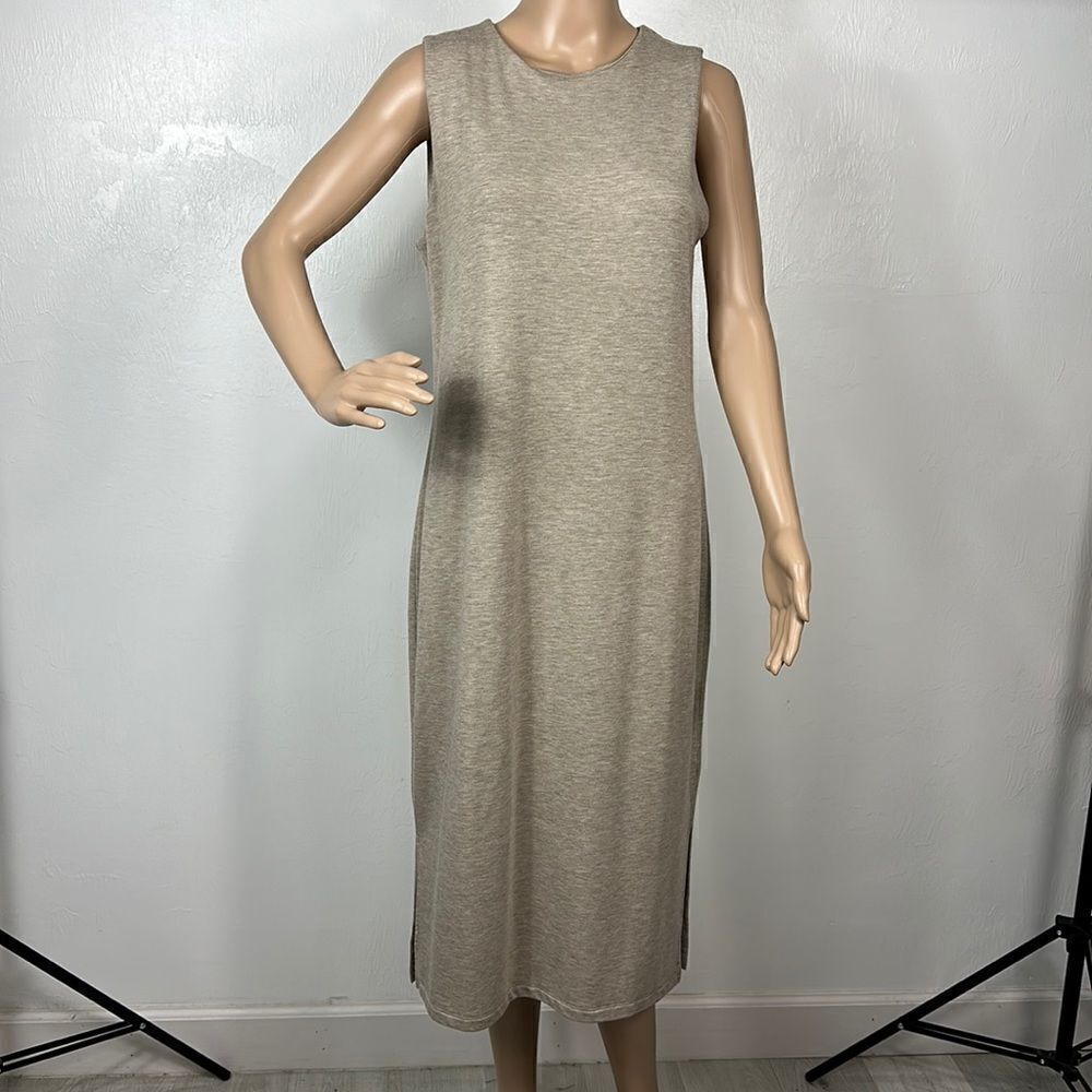 Artisan NY Oatmeal Sleeveless Soft Jersey Knit Midi Shift Dress Size M